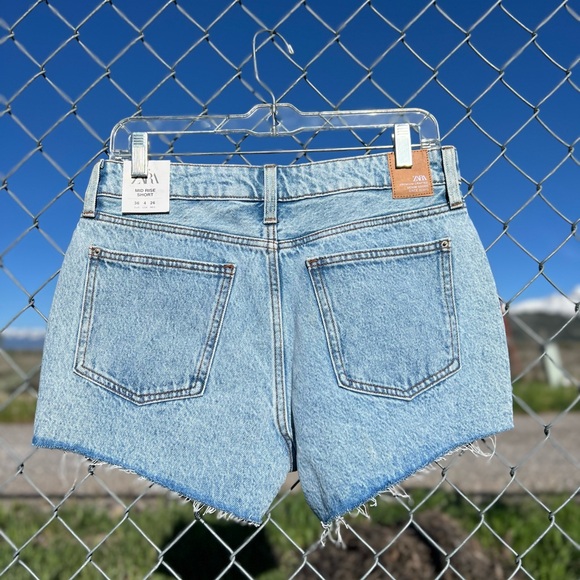 Zara NWT Midi Denim Jean Cut Off Shorts - Picture 6 of 8